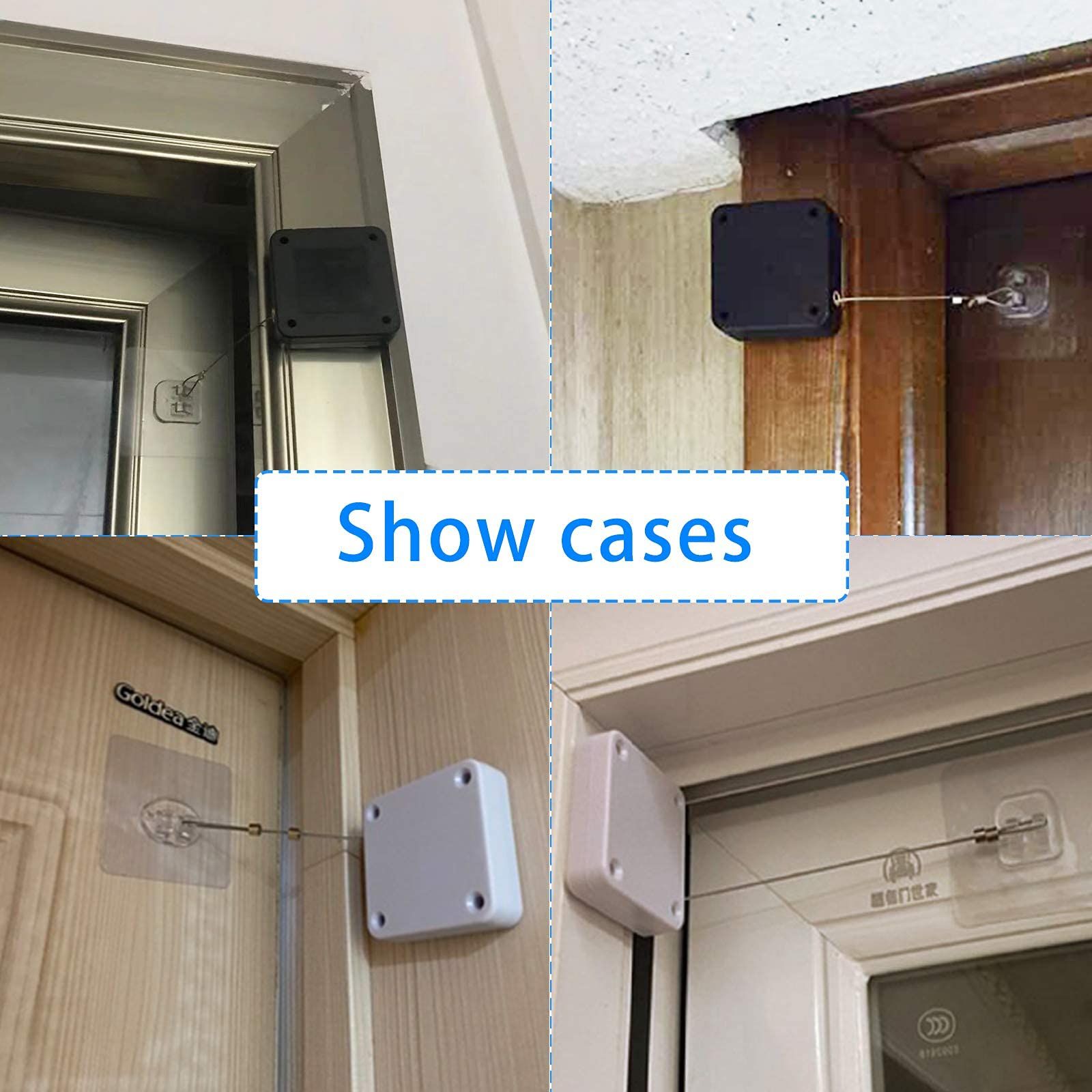 2pcs Punch-Free Automatic Sensor Door Closer, Multifunctional Automatic Door Closer with 1.2m Drawstring for Internal — image 5