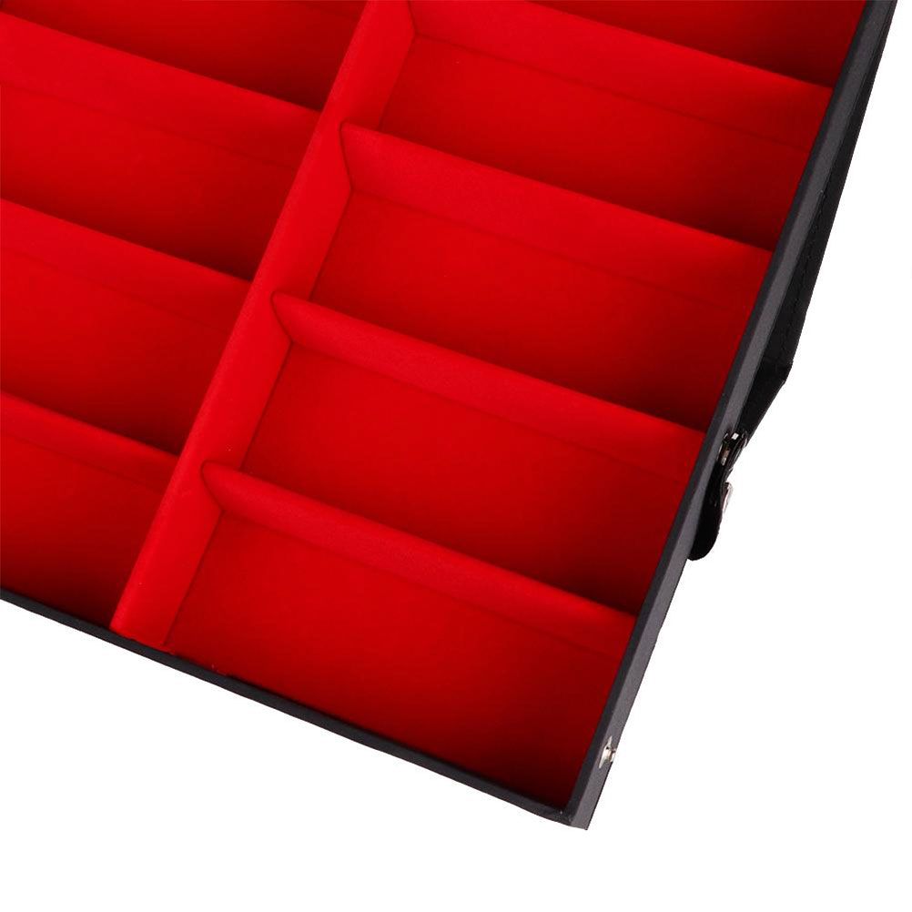 18 Grids PU Leather Eyeglass Glass Display Storage Cases Folding Cover Sunglasses Box Organizer Holder — image 2