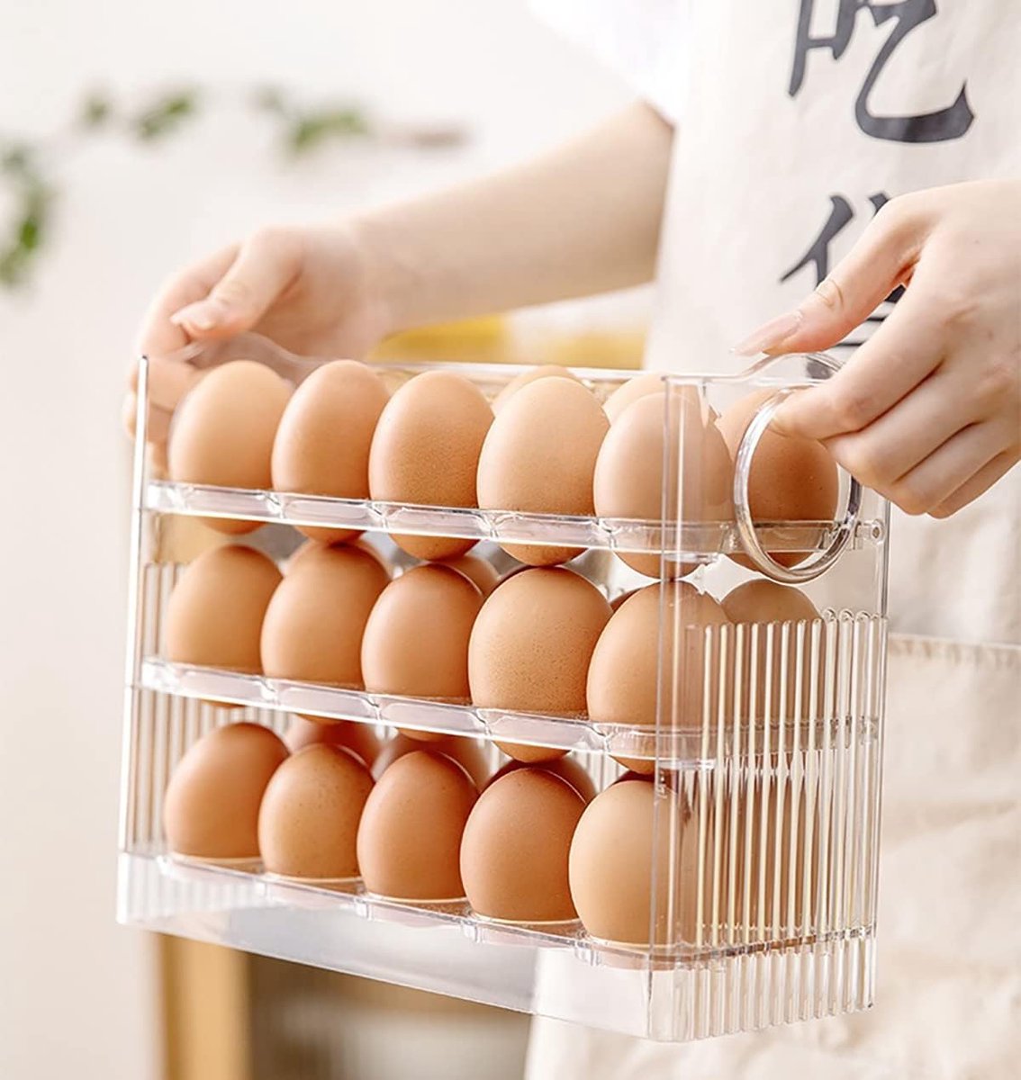 Egg carton - Suitable for 30 eggs - Egg storage box specifically for the refrigerator - Three-layer transparent acrylic egg storage box - Large capacity egg — image 4
