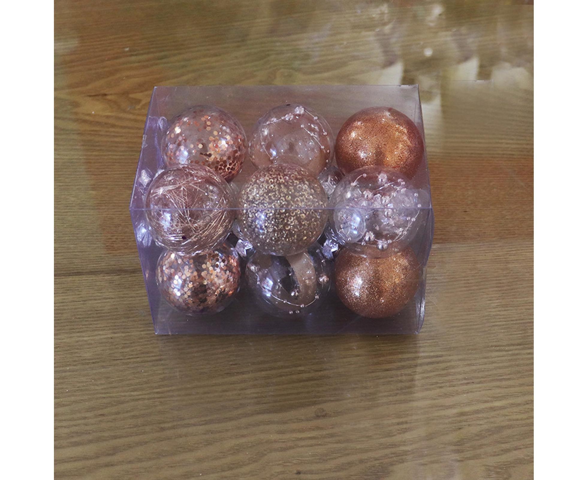 Glitter Xmas Tree Balls-Rose Gold — image 2
