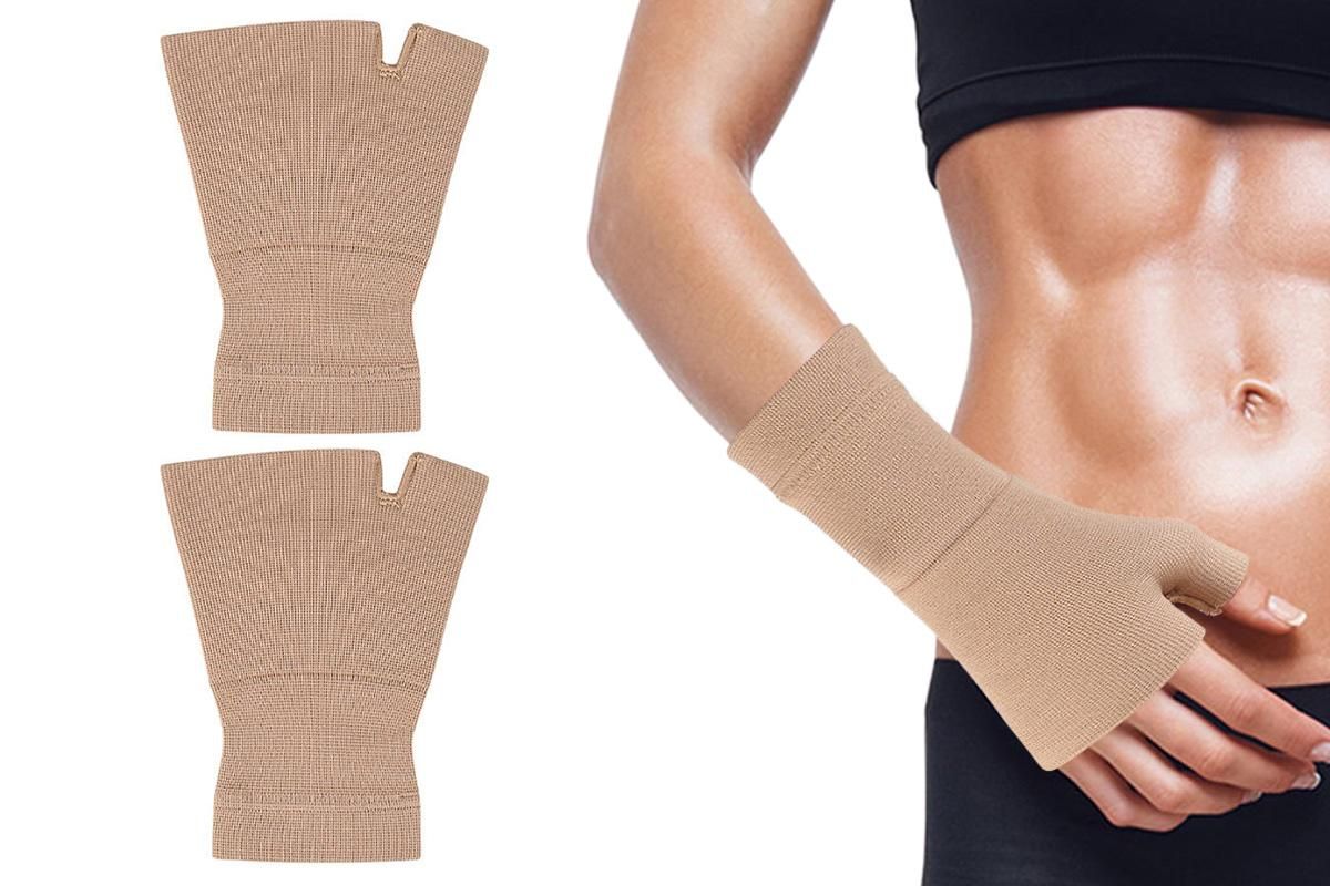 1Pair Wrist Brace Glove Sport Wrist Support for Fitness Weightlifting Skin Tone - L