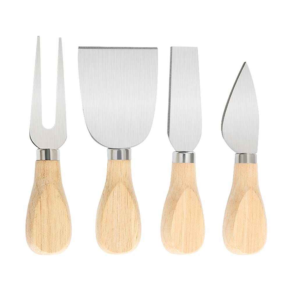 Charcuterie Accessories, 4 PCS Cheese Knives Set with Wood Handle, Stainless Steel Cheese Slicer/Cheese Cutter — image 5