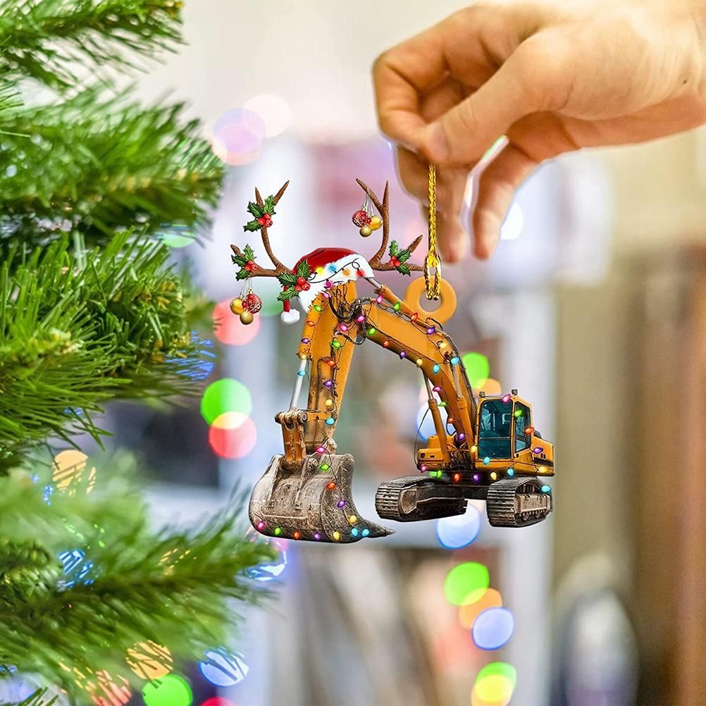 Christmas Tree Pendant Hanging Decoration Gift Personalized Fire Truck Vehicle Truck Boat Excavator Pendant — image 6