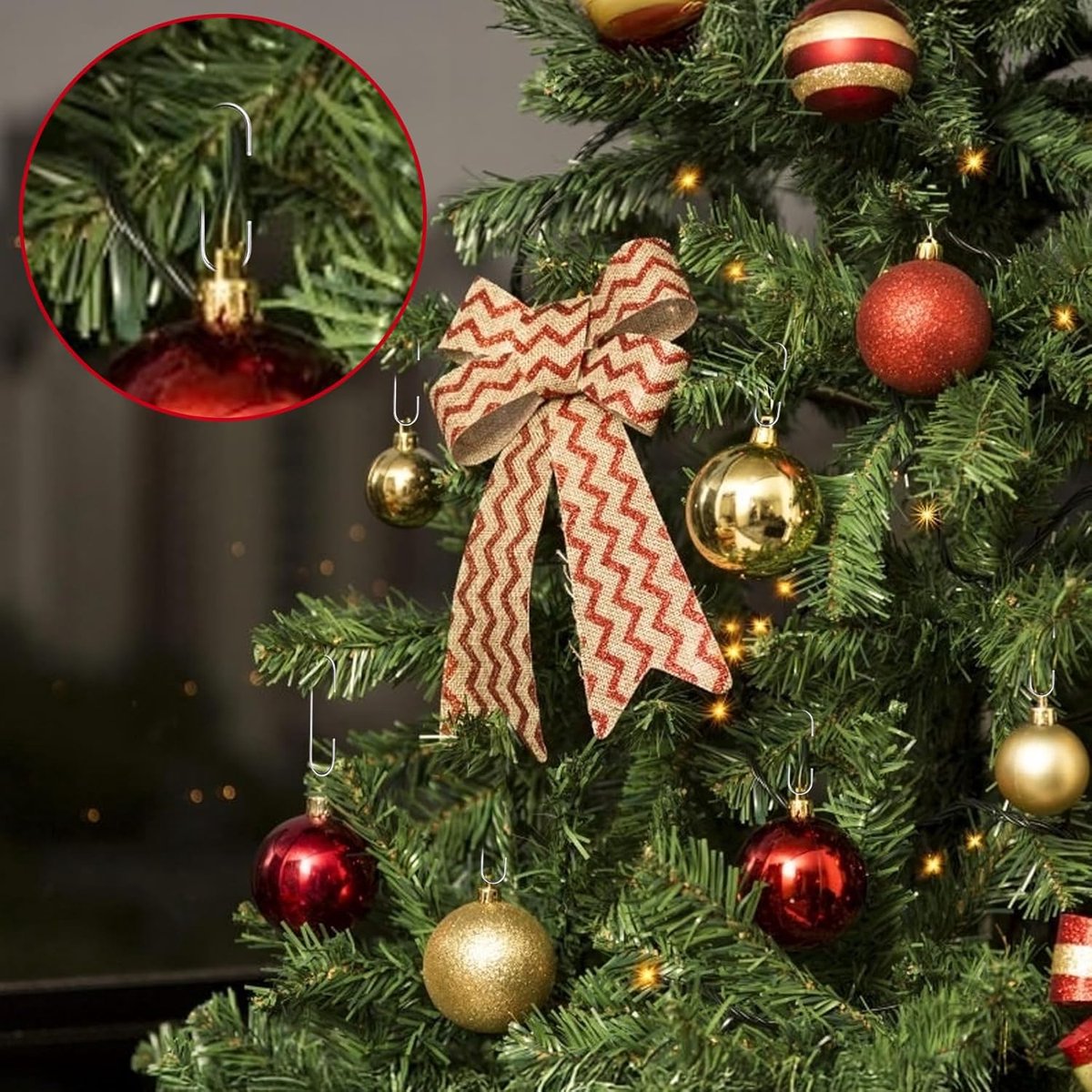 100 pieces Christmas decoration hooks - ornament hangers, Christmas hooks for ornaments - small metal wire ornament hooks hangers anchors - for Christmas tree — image 4