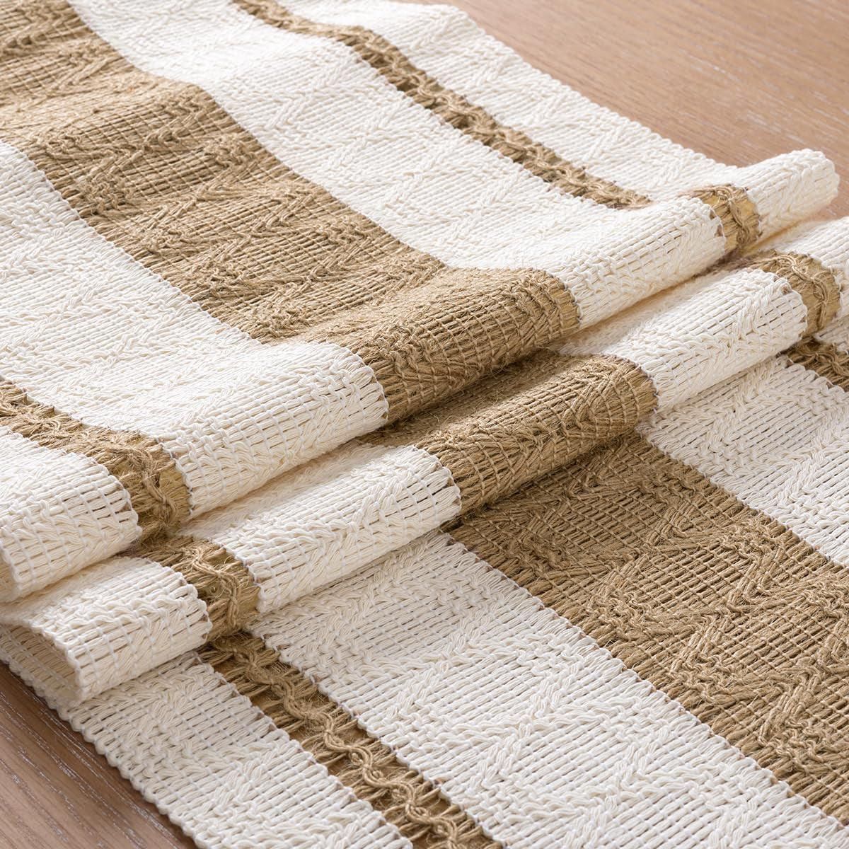 Cotton Linen Table Runner with Knot Tassel Bed End Towel Long Tablecloth Mat - Black — image 5