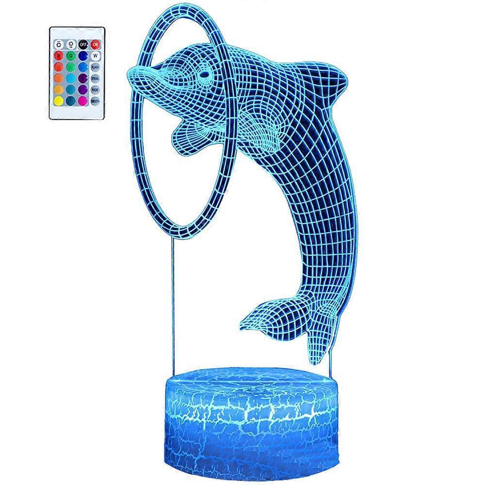 Dolphin series 3D night light remote controlled table lamp with LED color transition