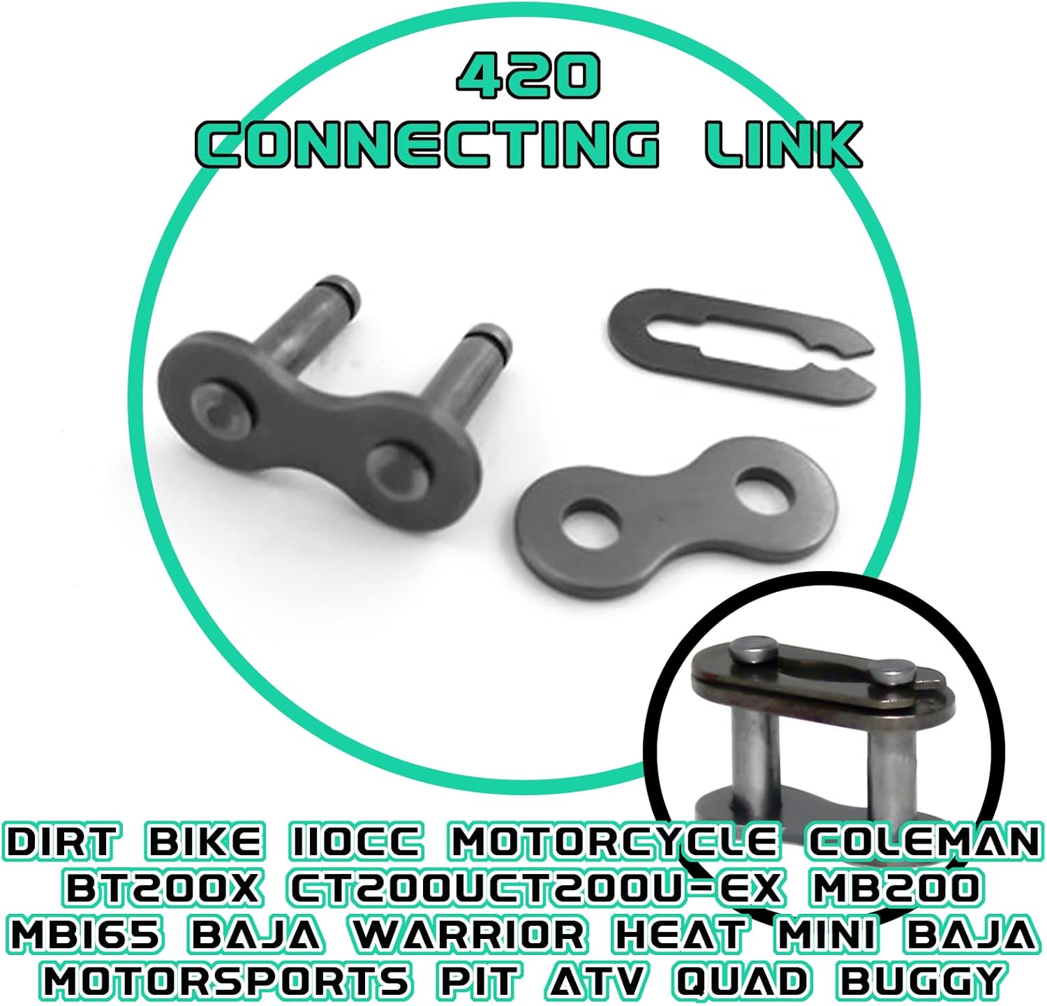 #420 Chain Master Link Carbon Steel Heavy Duty for 50cc 70cc 90cc 110cc 125cc Dirt Bike Quad Buggy Mini Bike Pit ATV Scooter 8pcs — image 4