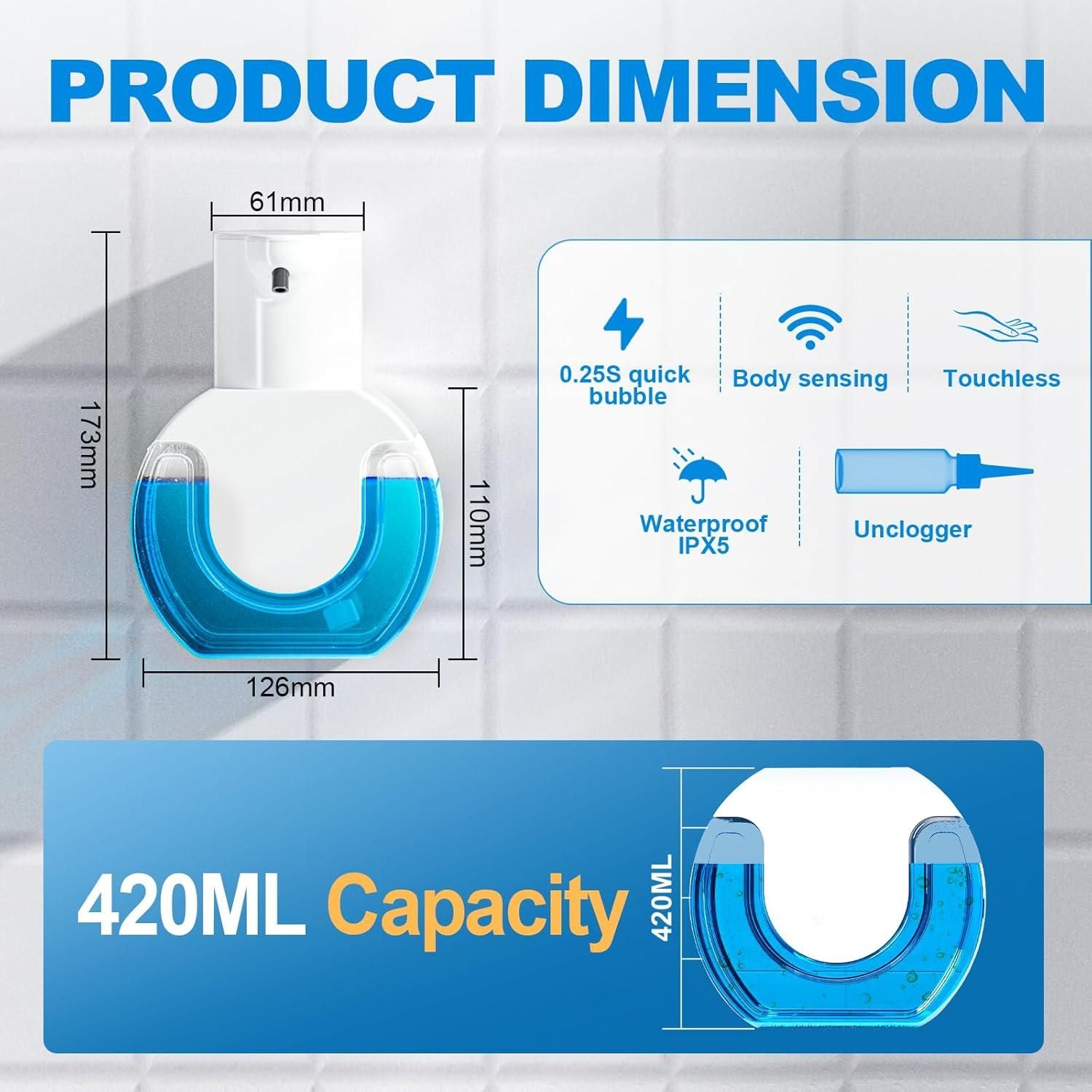 15oz 420ml Toucess Foaming Soap Dispenser Wall Mount 4 Levels Adjustable โ image 3