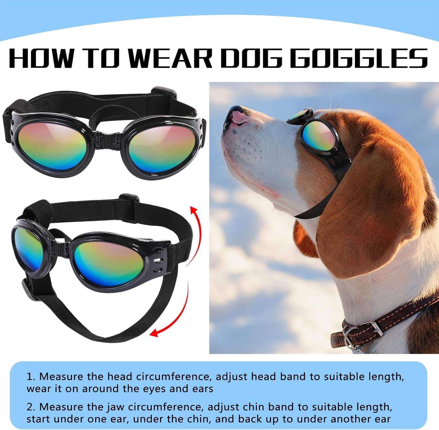 3pcs Dog Sunglasses Dog Goggles Wind Dust Fog Protection Eye Wear Pet Glasses with Adjustable Strap for Motorcycle Car Driving Bike Riding Hiking Swimming โ image 5