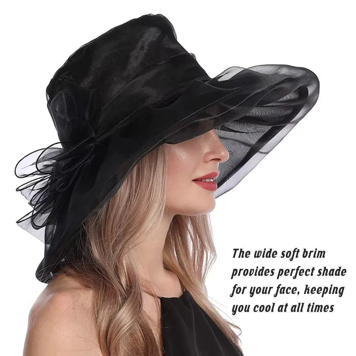 Ladies Large Brim Sun Hat Lightweight Bowler Hat Summer Beach Outdoor Protection โ image 4