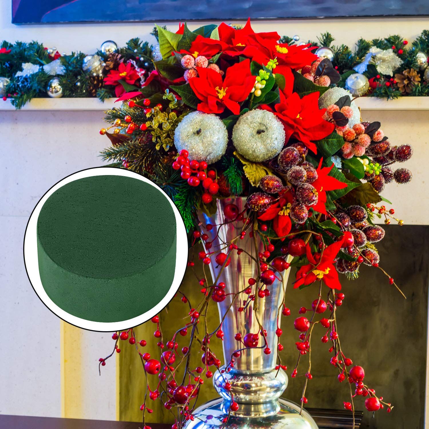 12 Pieces Round Floral Foam Wet Floral Foam Green Flower Foam DIY Flower Arrangement Kit (2.95 × 2.95 × 1.57 Inches) — image 4