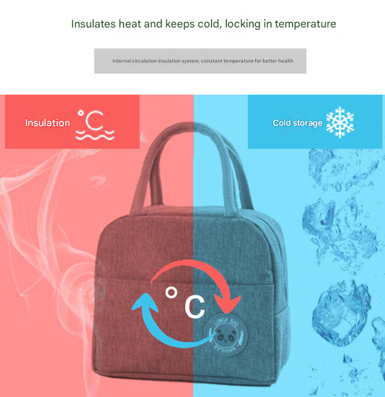 Red Portable Insulated Lunch Bag for Kids & Adults | Cute Panda Thermal Bento Tote | Lightweight Water-Resistant Meal Prep Bag β image 2