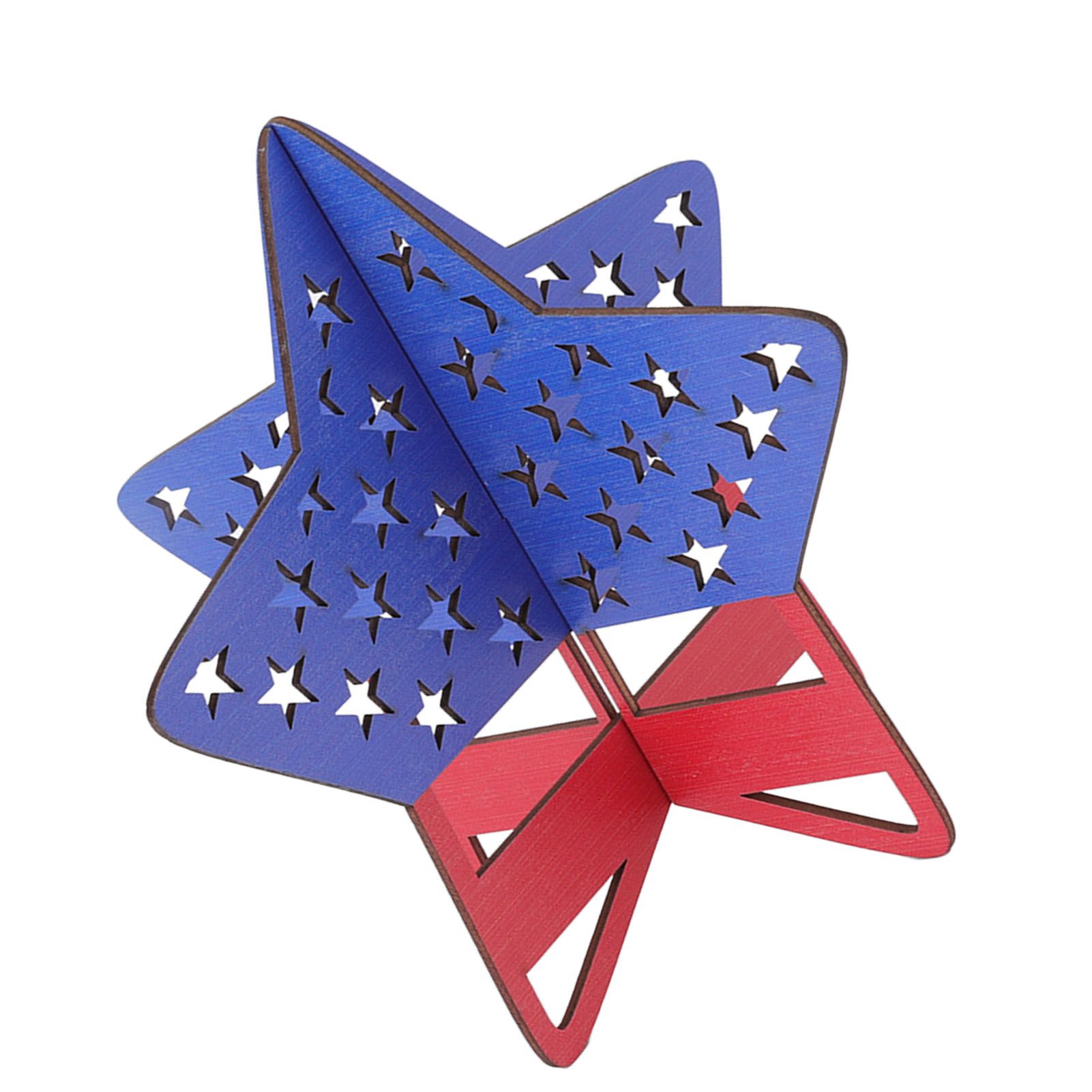 2Pcs Independence Day Wooden Star Blocks Patriotic Standing Decor 4th of July Tabletop Ornament — image 6