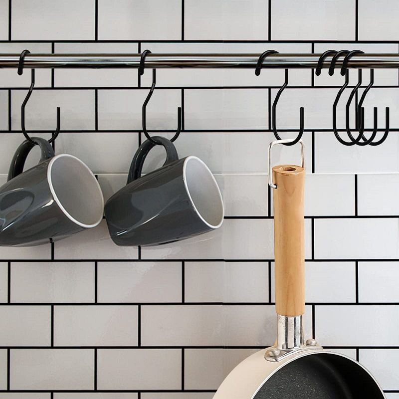 Purse Hanger for Closet, Unique Twist Design Bag Hanger Purse Hooks, 5 inch Large Size Closet Rod Hooks (12 Pack Black) — image 3