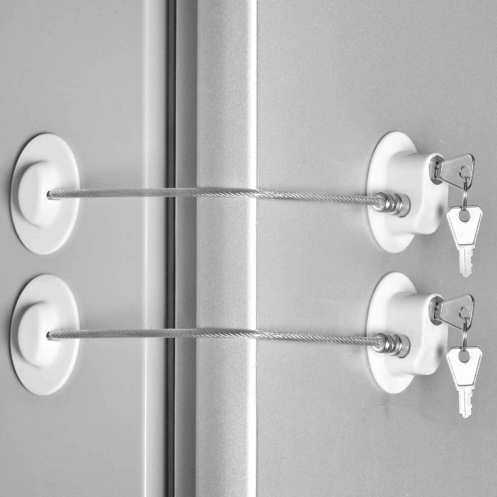 2 PcsFridge Lock with Key,Refrigerator Lock for Children,Mini Fridge Locks for Kids,Freezer Lock,Used in Refrigerator Door,Cabinets,Drawers,Toilet Seat