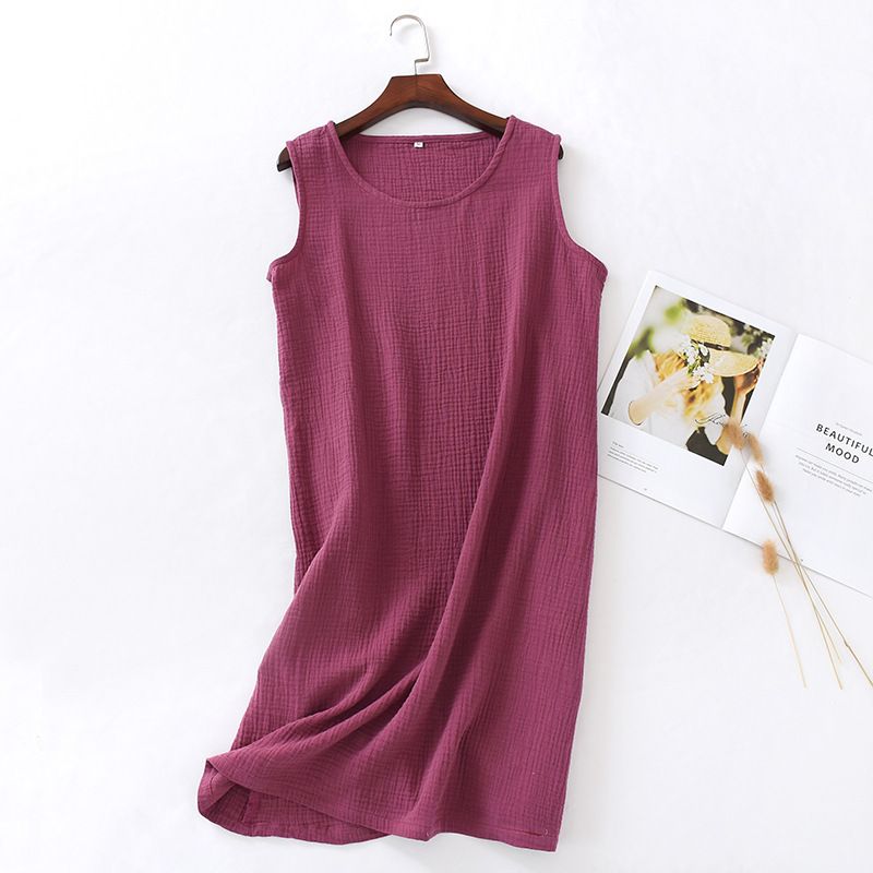 Women Cotton Sleeveless Nightgown Mid Skirt Summer Navy XL — image 6