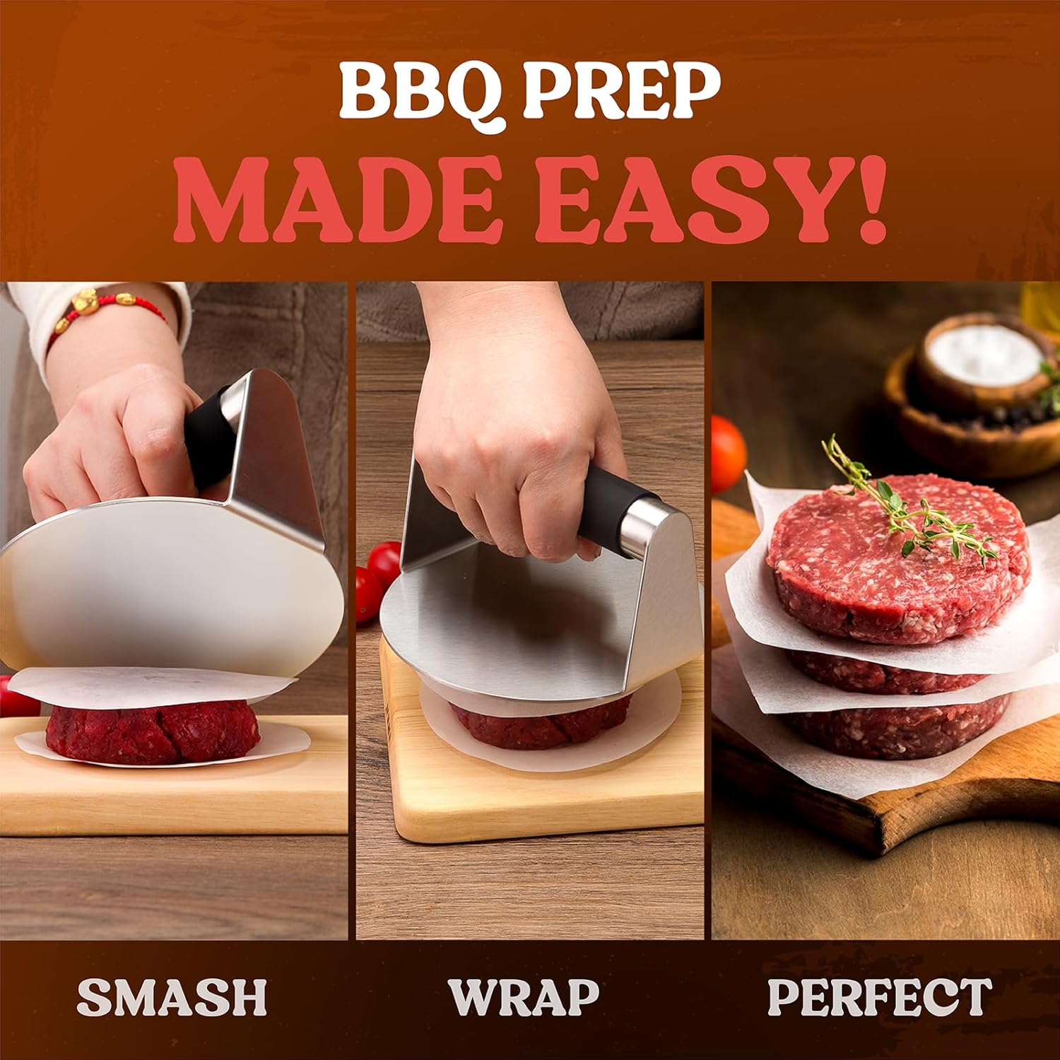 Smash Burger Press, Hamburger Smasher Tool for Griddle, Stainless Steel Ham Patty Press with Anti-Scald Handle, 5.5" Non Stick Grill Press for Smashburger โ image 5