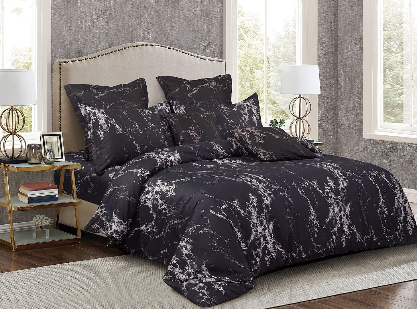 Black Marble King Size Duvet Quilt Cover Set — image 3