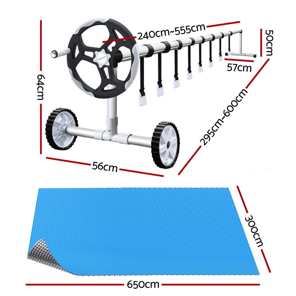 Aquabuddy Pool Cover 6.5x3m 400 Micron Silver Swimming Pool Solar Blanket 5.5m Roller โ image 2