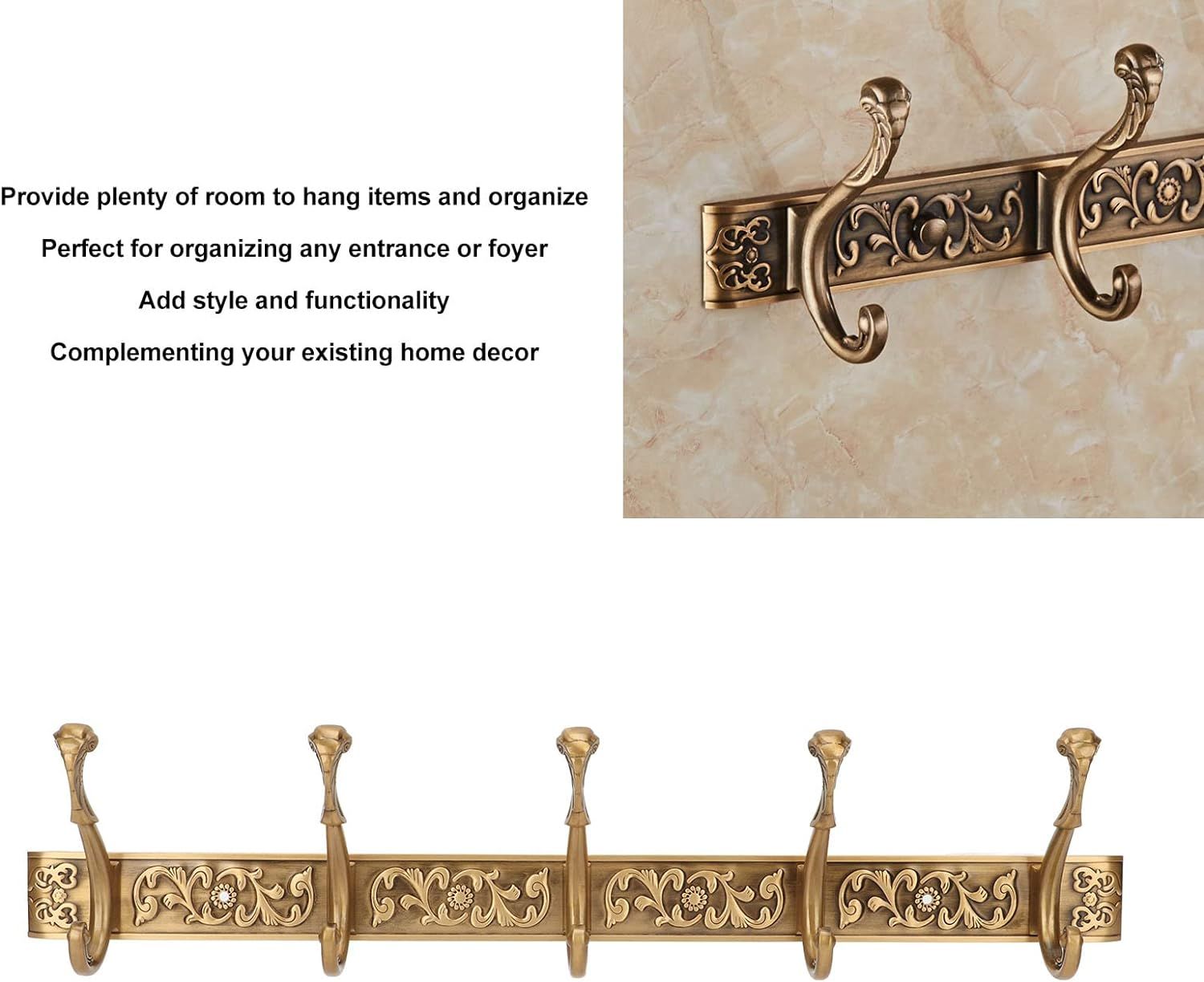 Coat Rack Wall Mount, Rail Wall Hook Behind Door Mounted for Coat Hat Clothes, Coat and Hat Hook Rail Wall Hooks โ image 2