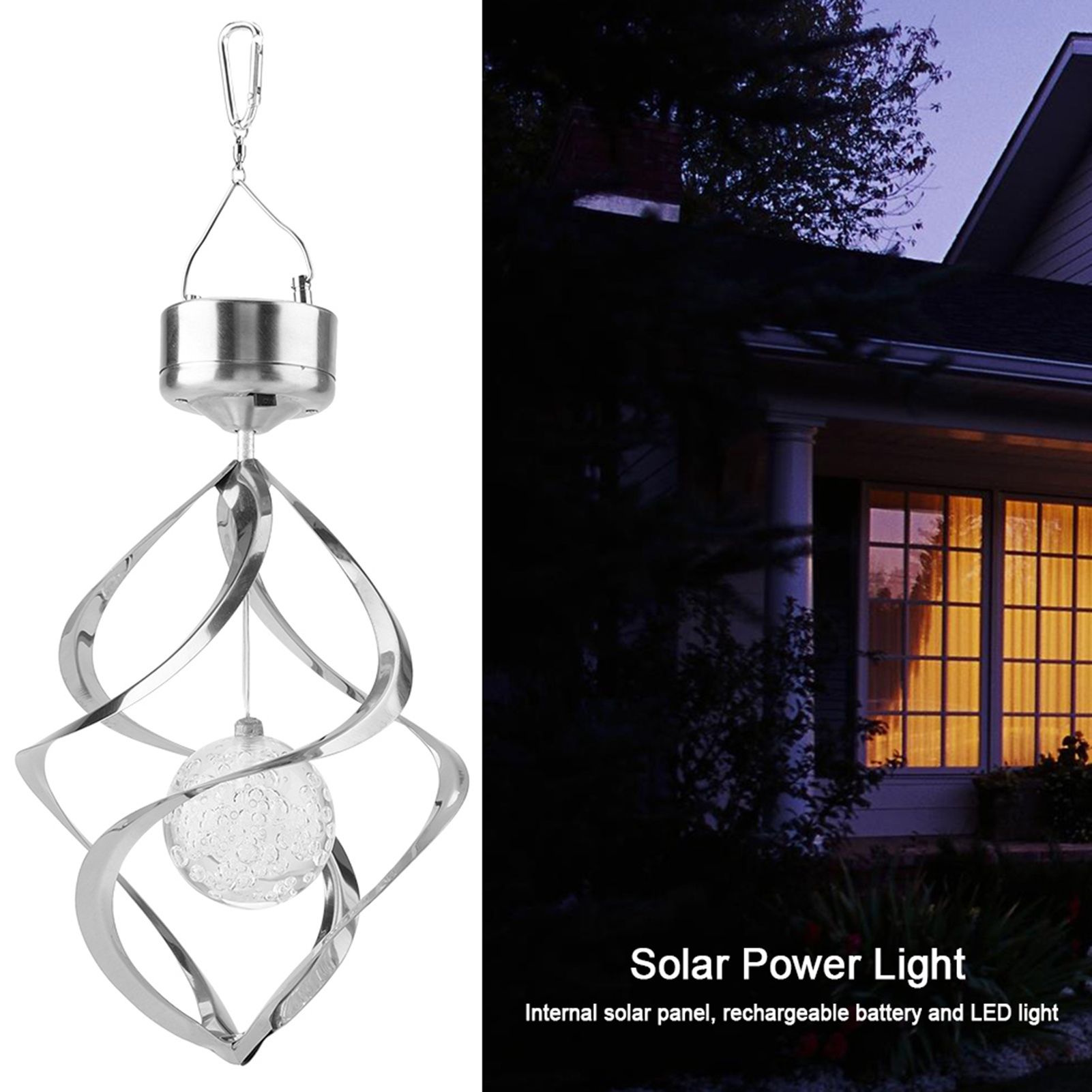 Solar Powered LED Wind Chime Light Colorful Hanging Spinner Lamp for Home Garden Decor β image 3