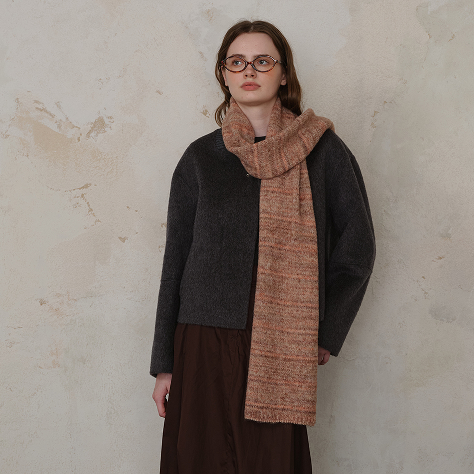 Borwn Vintage Wool-Blend Knit Scarf - Warm and Stylish for Men and Women — image 5