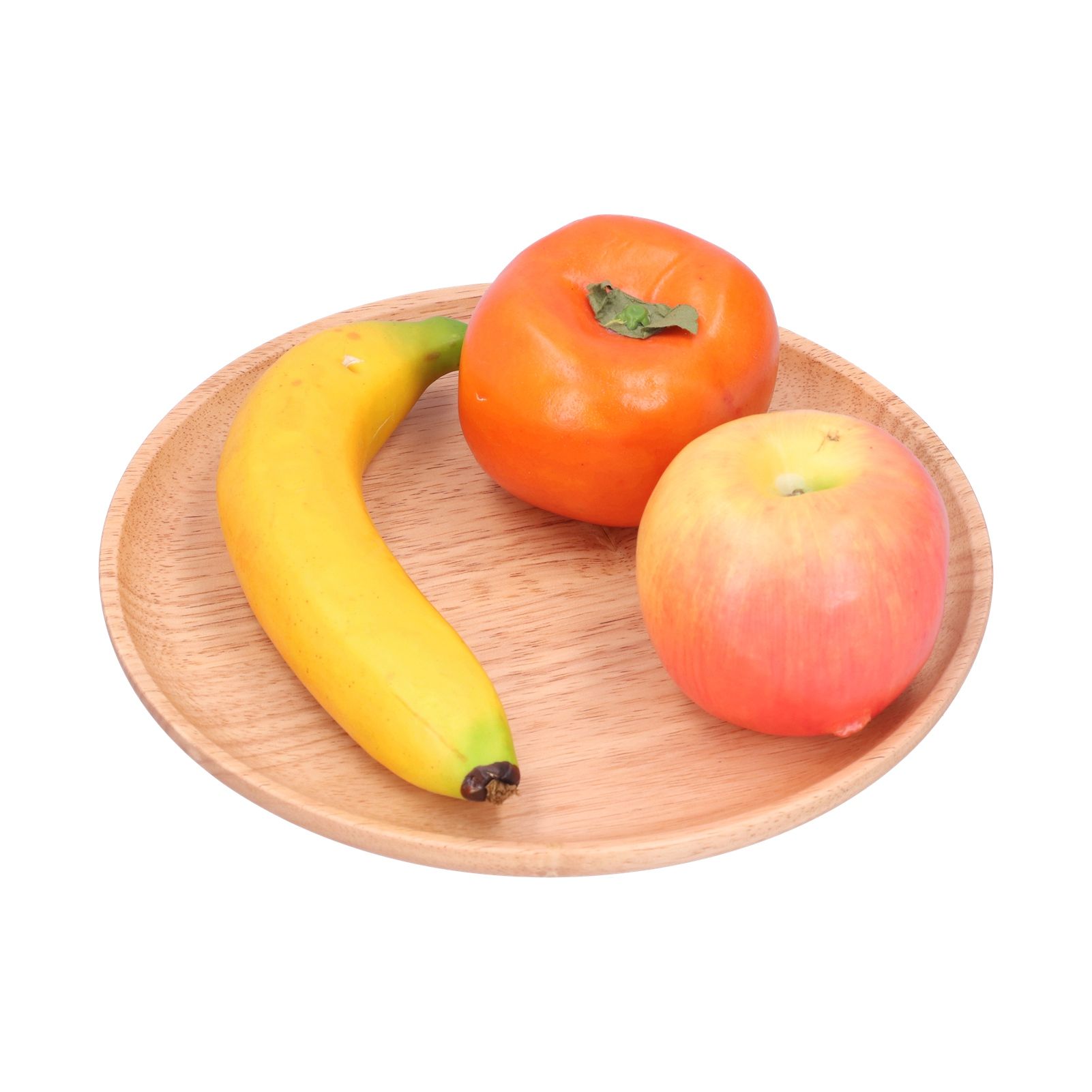 Rubber Wood Dinner Plate Round Tea Serving Tray Fruit Snack Tray Food Storage Plate24cm — image 2
