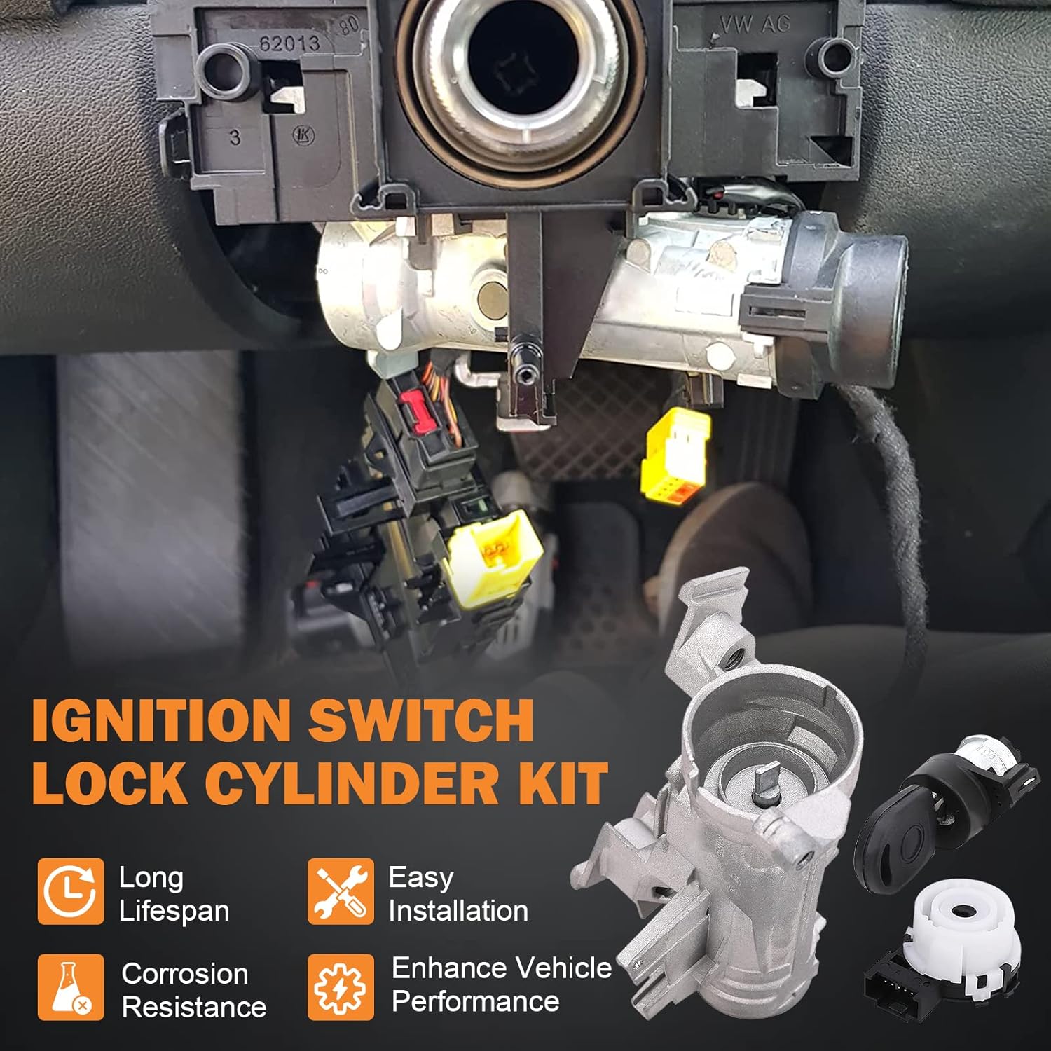Ignition Switch Lock Cylinder 1K0905851B for Volkswagen VW Jetta 2.5 GTI MK5 Rabbit Golf EOS Tiguan Audi A3 R8 Ignition Starter Switch Replace 1K0905865 — image 2