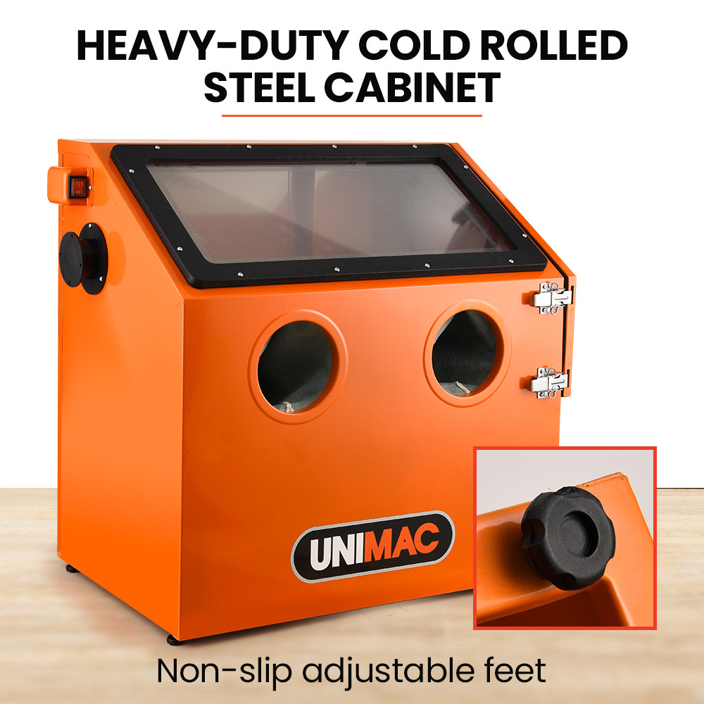 UNIMAC 110L Benchtop Sandblasting Cabinet, with Sandblast Gun Set with Hose, LED Light β image 3
