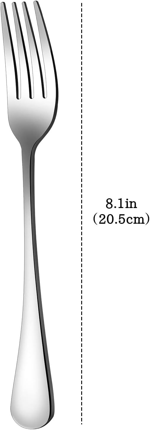 Set of 12, Stainless Steel Dinner Forks Silverware Set, Heavy-Duty Dinner Forks (8 Inch) Cutlery Set, Dishwasher Safe (Silver) — image 2