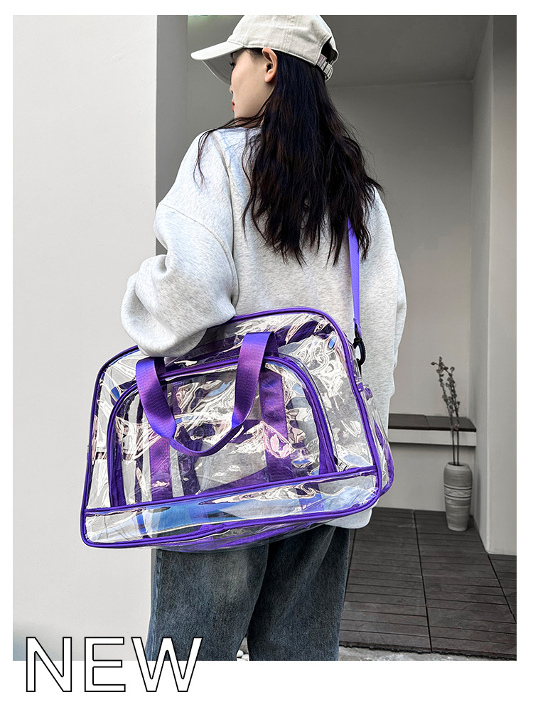 Purple transparent Multi-Purpose Clear PVC Bag - Travel, Fitness, Storage Tote (42x26x15cm) — image 2