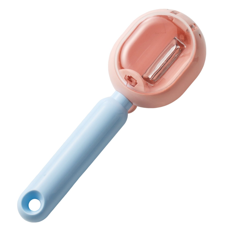 Storage-Type Vegetable Peeler, One-Button Pop-Up to Prevent Peel Splashing, Stainless Steel Fruit Peeling ToolβPink