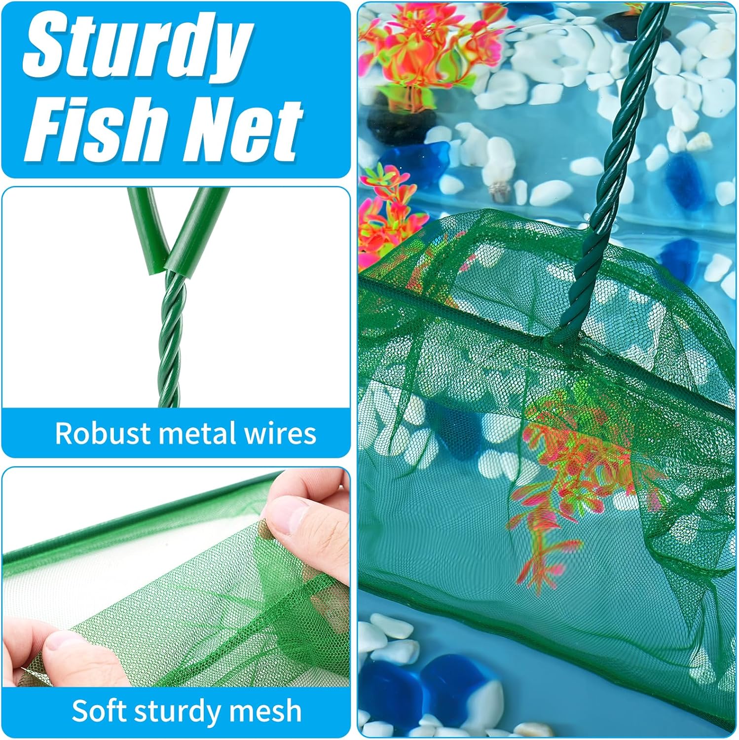 8 Inch Aquarium Fish Net, Wastes Skimming Cleaning Tool with Firm Handle for Fish Tanks Small Ponds โ image 5