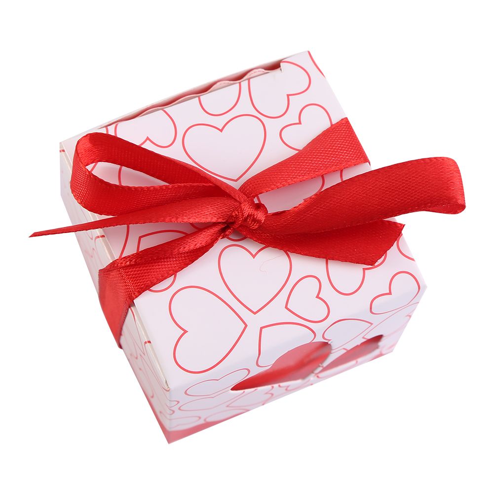 50Pcs Square Shape Wedding Birthday Party Favor Chocolate Candy Gift Boxes with Ribbon Red โ image 4