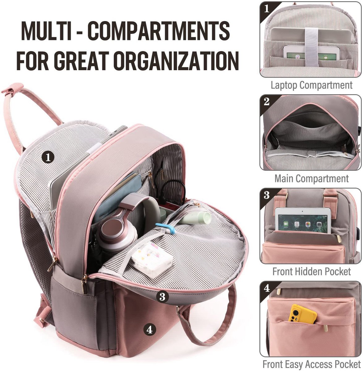 Nieuwe 2025 Backpack - 40L Travel Bag - Maximum Capacity - Laptop Backpack - School Backpack - For School and University Trips - Pink/Grey — image 3