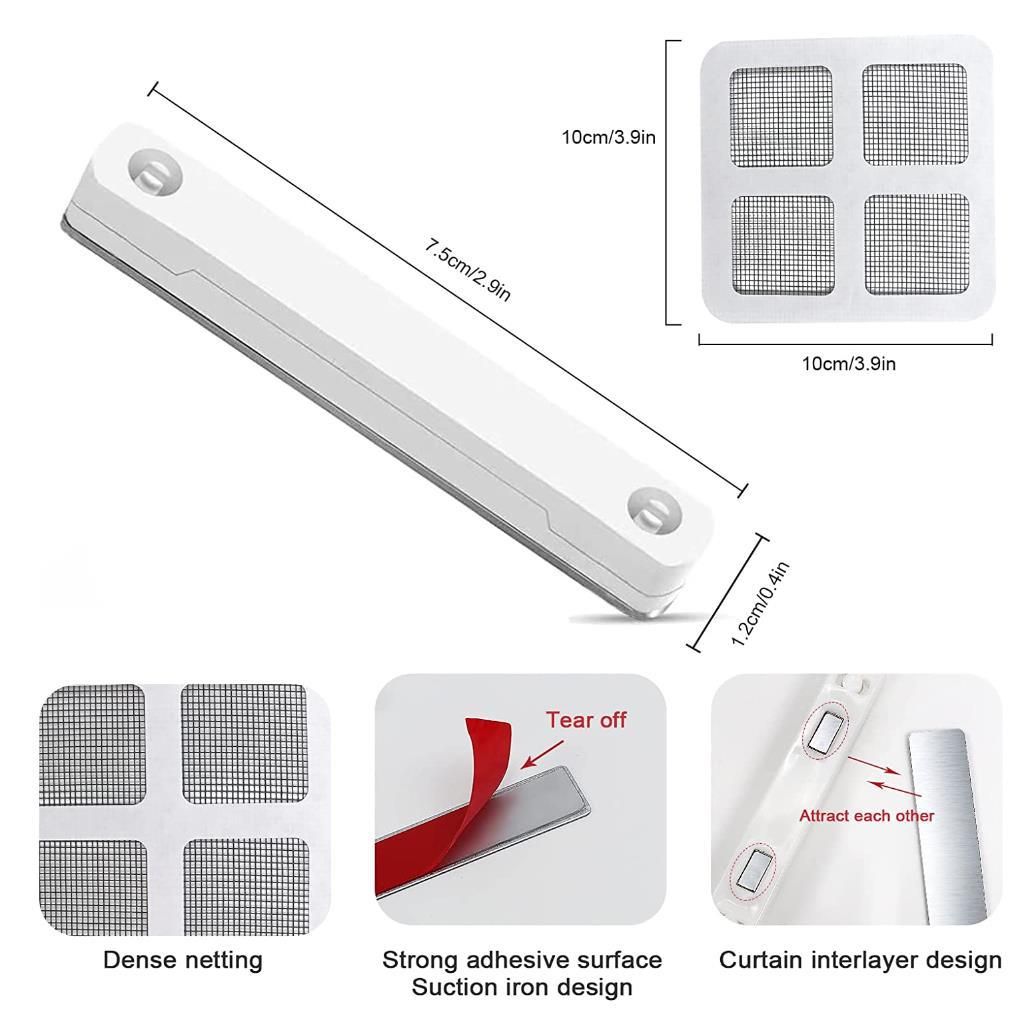 6 Sheets Window Screen Repair Kit Sticky Fine+12PCS Magnetic screen window buckle Screen Mesh Patch Repair Kit, Screen Door — image 3