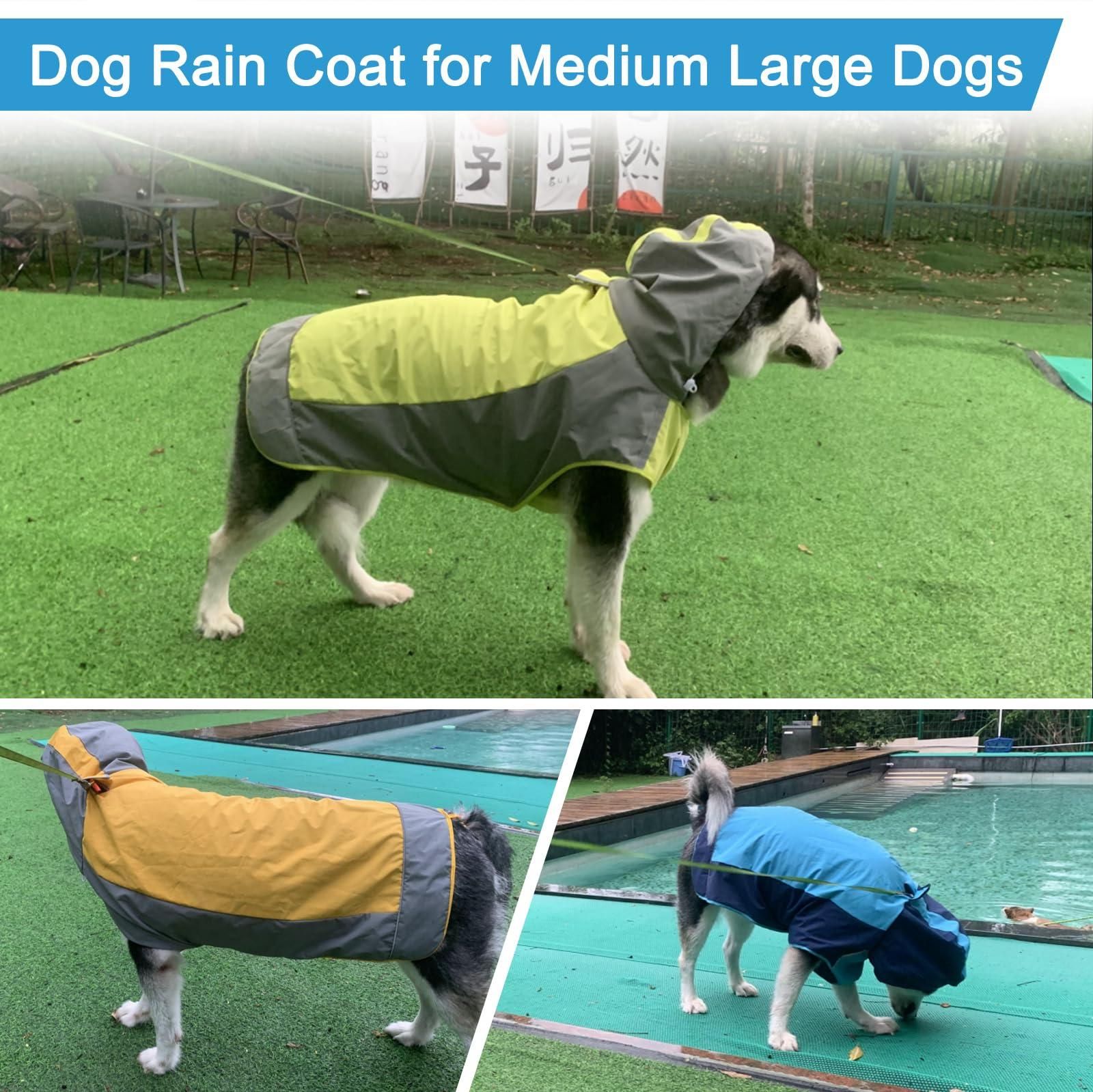 Dog Raincoat Lightweight Waterproof Reflective Hooded Cape Large Dogs Yellow L — image 4
