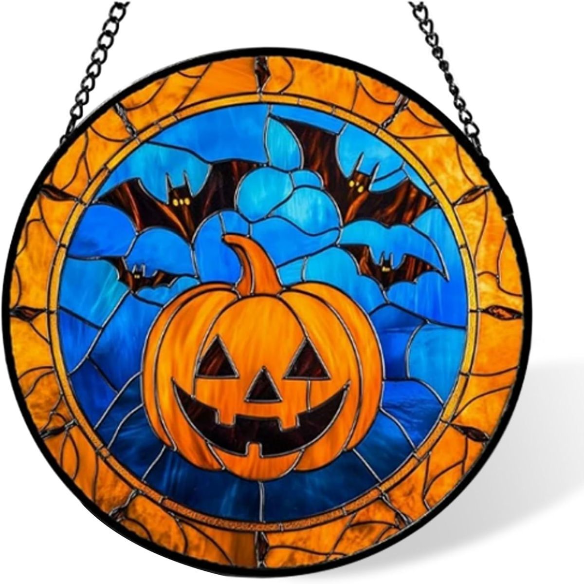 Stained Glass Window Hanging-Halloween Decorations Pumpkin Suncatcher, Fordoorsgar Denindoor Spooky Funny Sun Catchers Gothic Decor Horror Womenmen β image 6