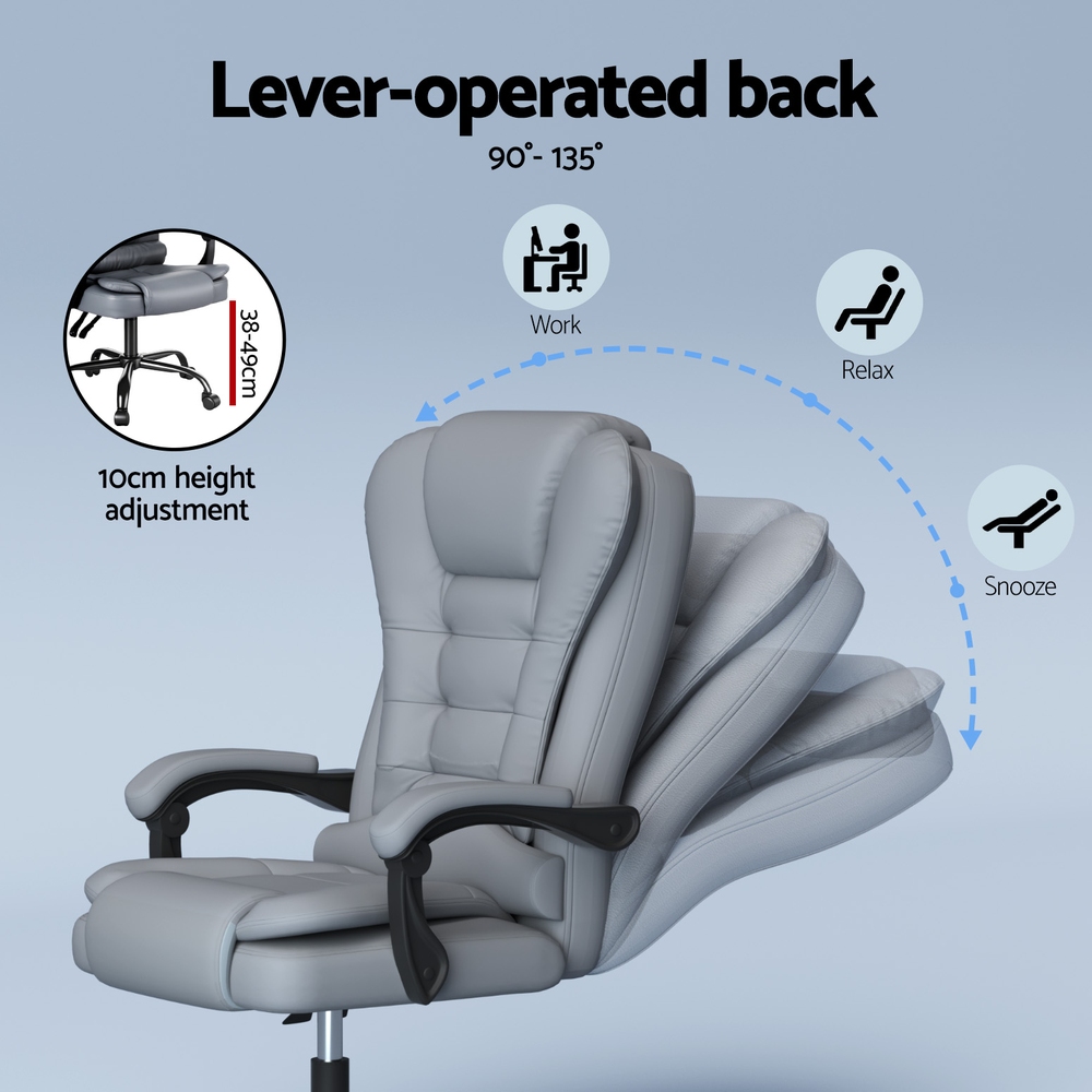 Artiss Executive Office Chair 4-Point Massage Adjustable Ergonomic Recline PU — image 5
