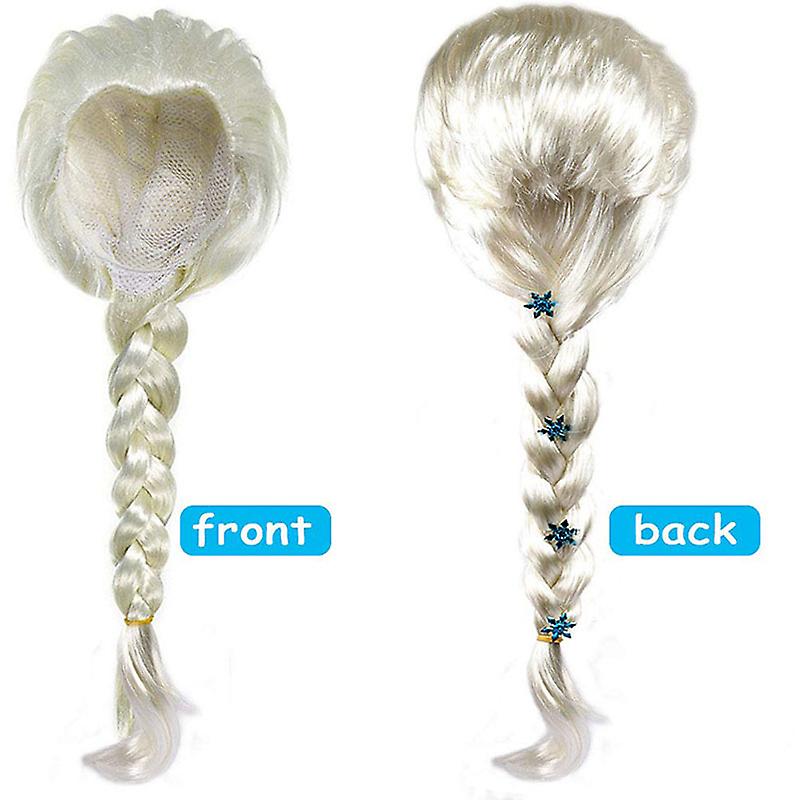 Elsa Princess Dress Clothes Cosplay Dress Up Gloves Wand Crown Jewelry Set Elsa Wig Necklace Braid — image 2