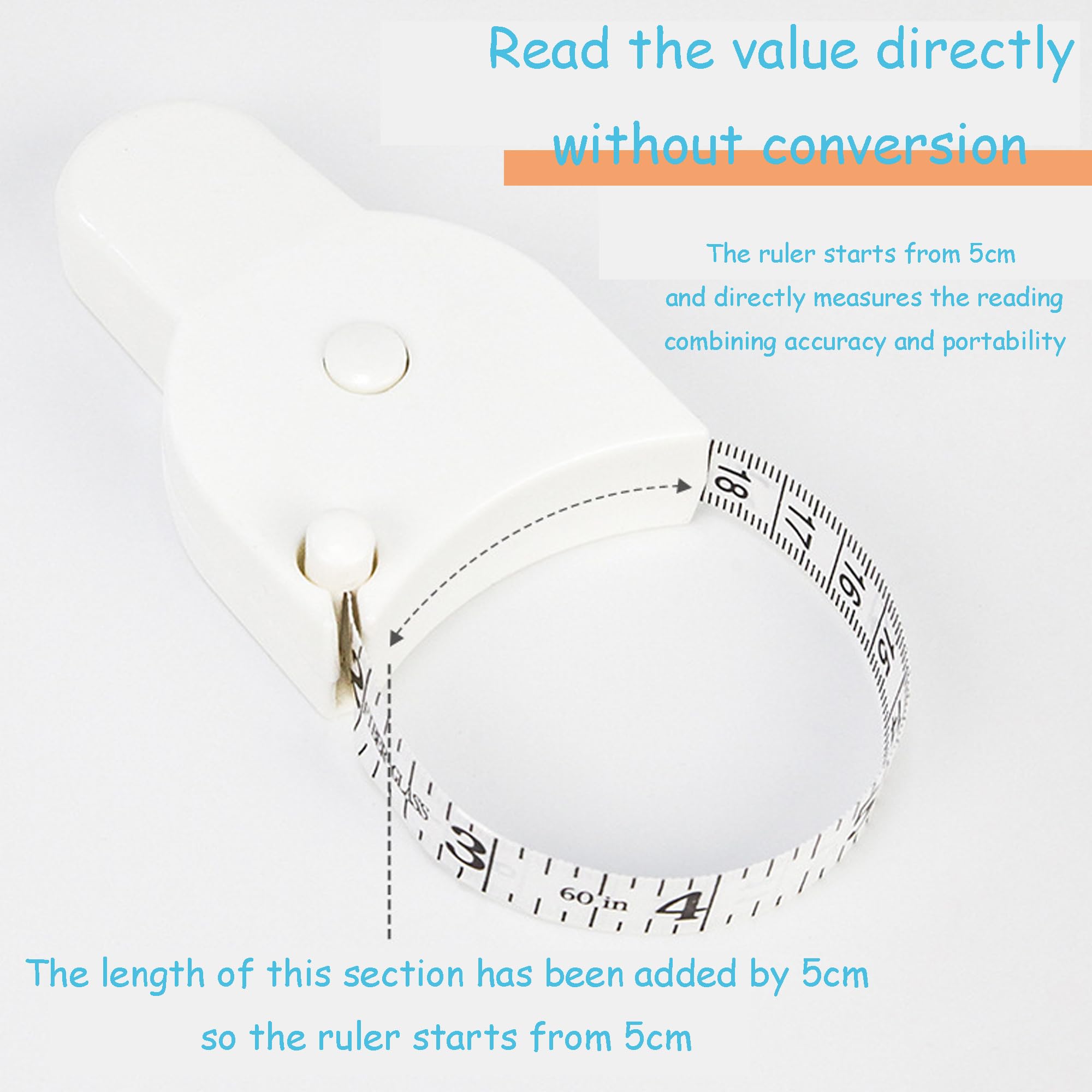 Soft Retractable Body Tape Measure for Fitness, Tailoring & Home Use – 60-Inch Dual-Scale Measuring Tape with Lock, 3-Pack of Identical Units (White) — image 5
