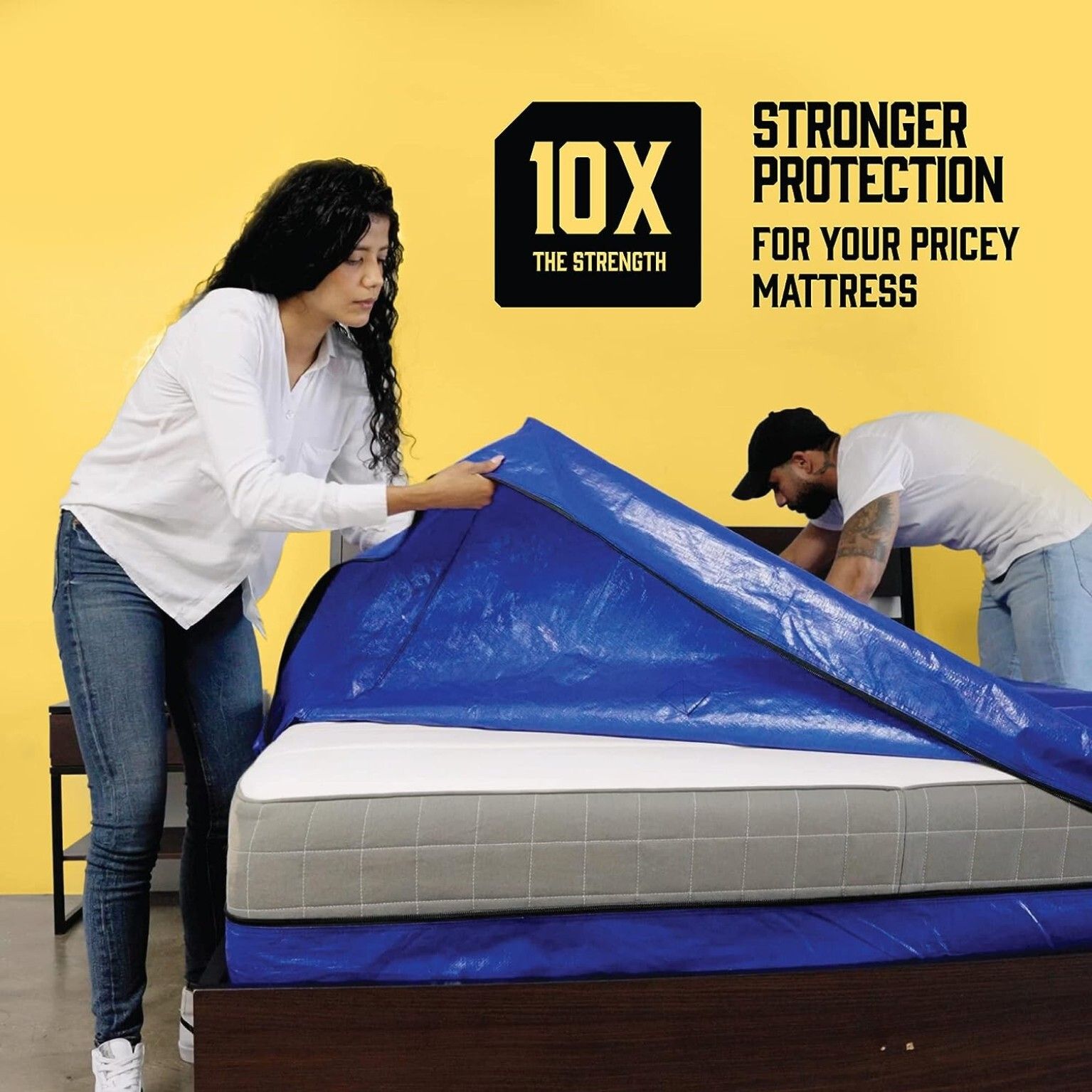 Mattress Bag Mattresses Protector Plastic Moving Storage Dust Cover Carry Bed Waterproof Zipper Packing Reusable Disposal, Extra Thick Heavy Duty, with — image 6