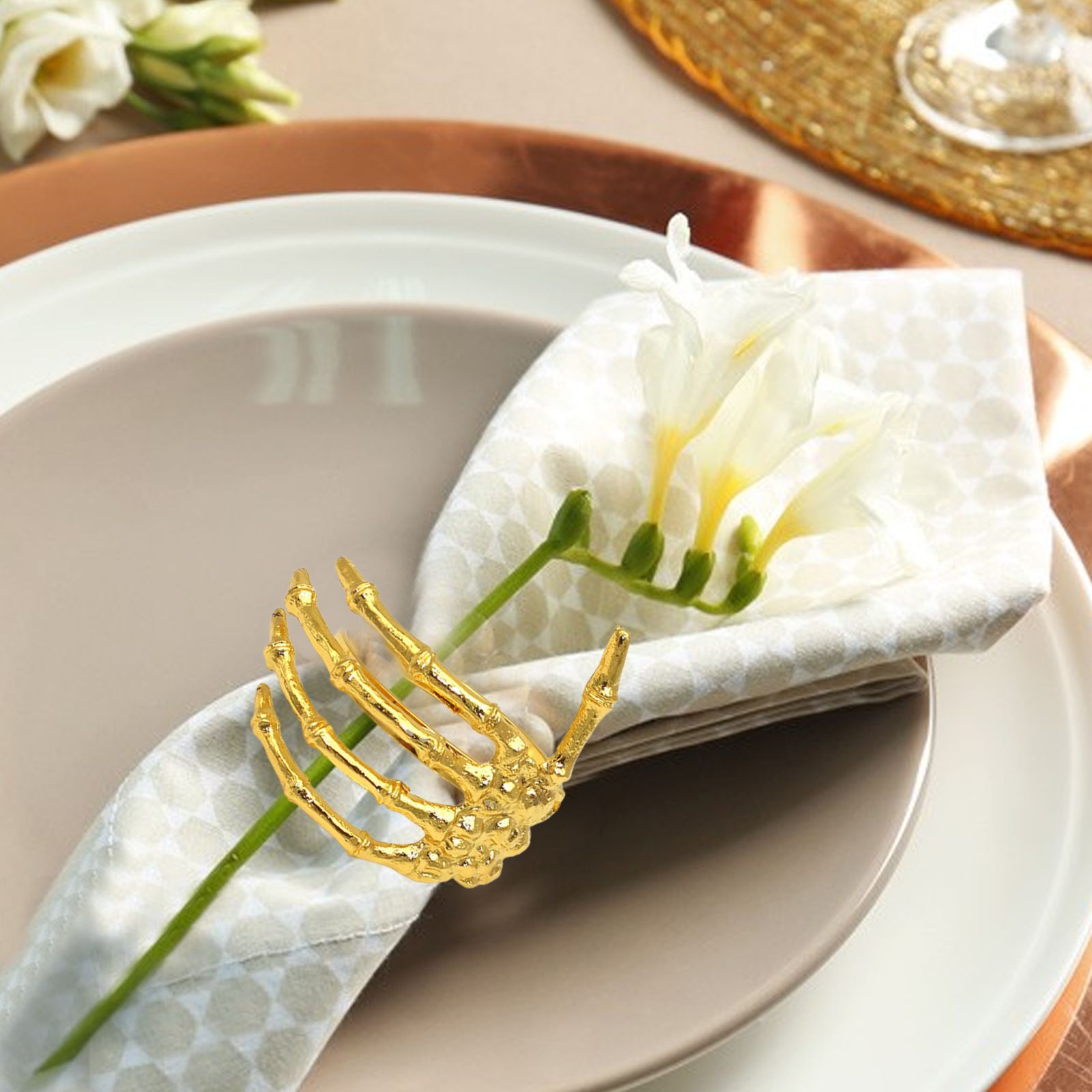 Wine Tableware Halloween Napkin Buckle Ghost Hand Napkin Ring Alloy Napkin Ring Silver — image 6