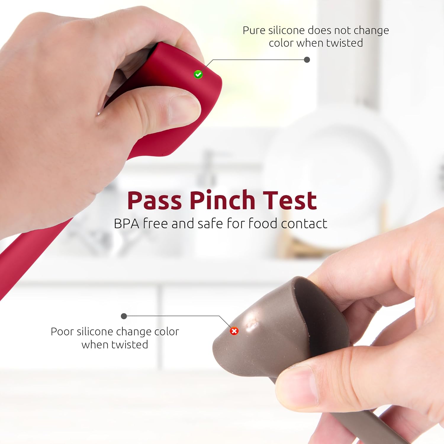 Small Mini Silicone Spatula: 9×2inch 600ºF Heat-Resistant Food-Grade Jar Scraper (Red) and 8in Kitchen Plating Tweezer: 18/8 Stainless Steel Food-Grade Metal — image 6
