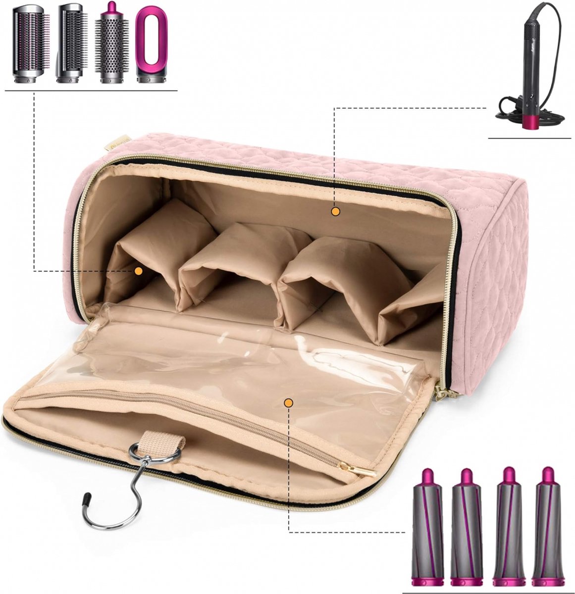 Travel Case Suitable for Dyson Hair Dryer - Hair Styler Storage Bag - Straightener Attachment Travel Bag - With Compartments for Dyson Accessories - Hair — image 3
