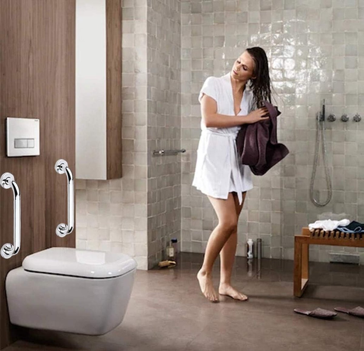 Shower Grab Bar - Stainless Steel - Bathroom Heavy Duty Safety Grab Bars - for the Elderly, Disabled, and Children - Non-Slip Grab Bar - Kitchen - Stairs — image 5