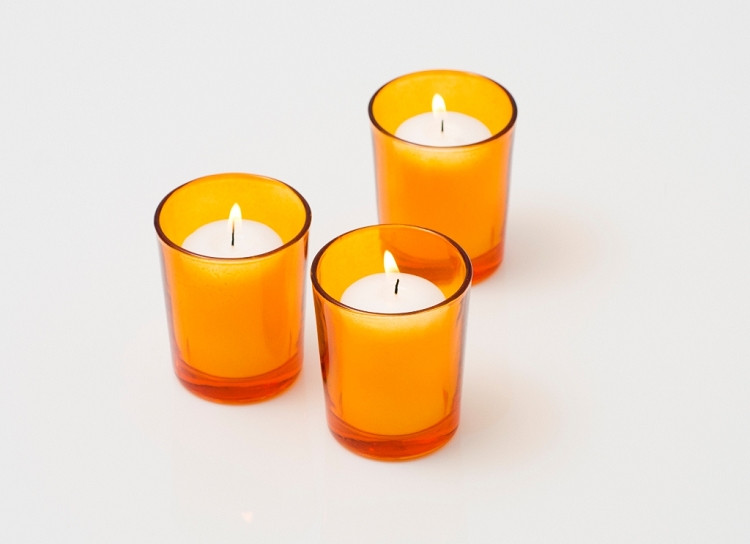 20 Pack Orange Glass Votive Tealight Candle Holders House Party Centerpiece Xmas Wedding Decor Glass Candlestick Party Decorations Bridal Baby Shower Event — image 5