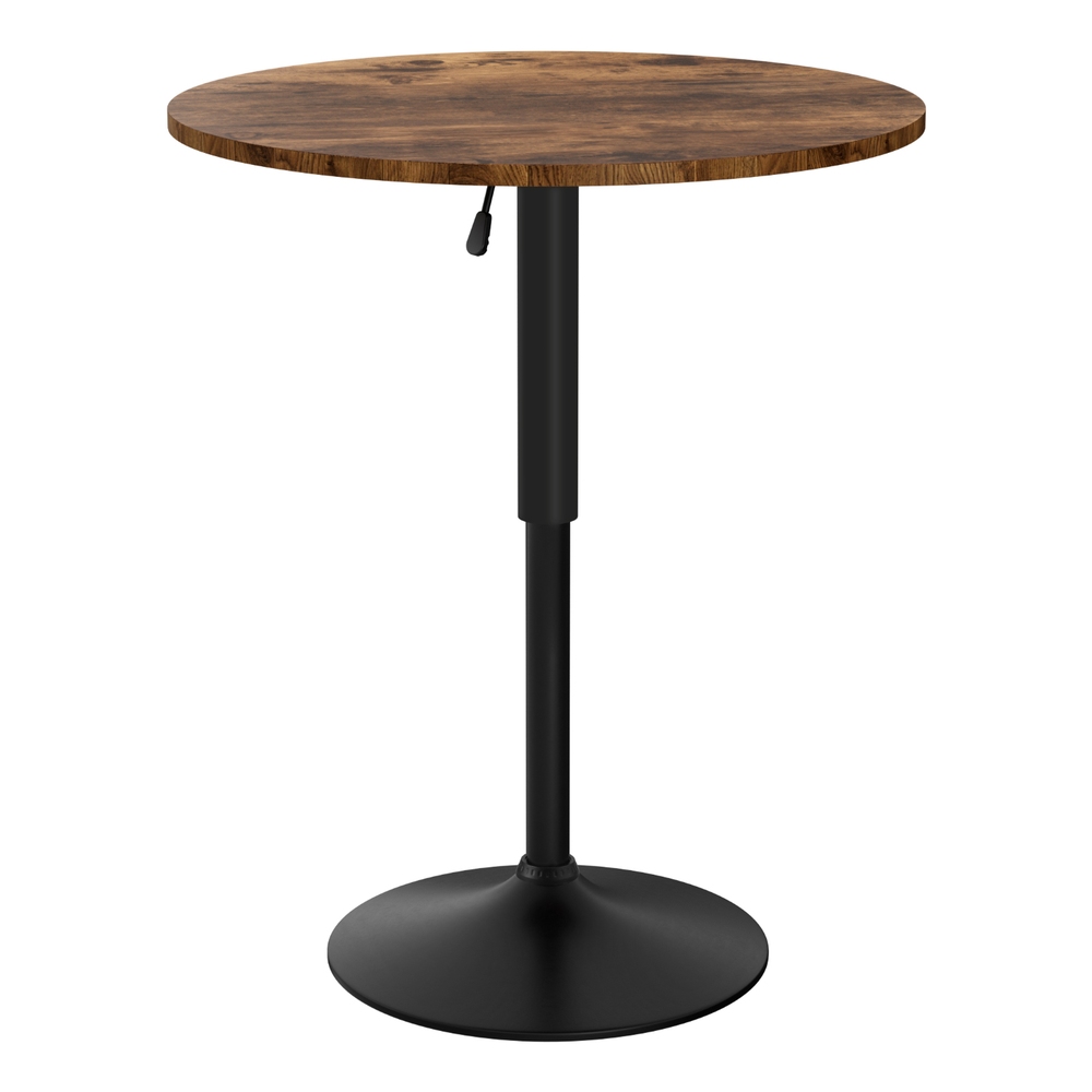 Artiss Height Adjustable Bar Table 360 Swivel Round Gaslift Design 60cm Rustic Brown Black — image 3