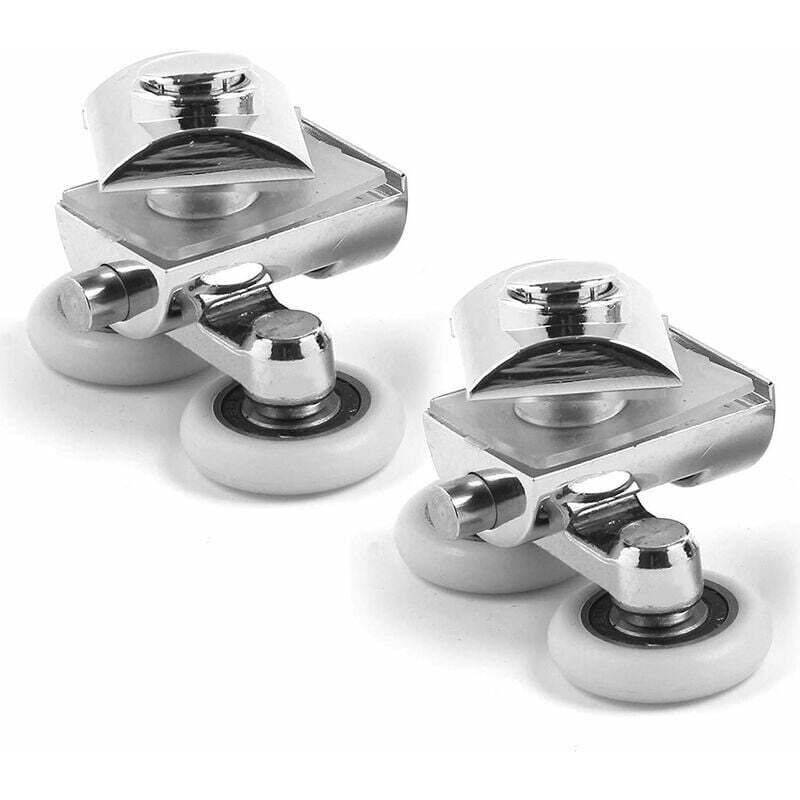 4 Pcs Double Castors, 2 Zinc Alloy Bathroom Castors Diameter for Sliding Shower Door, 23mm Diameter — image 2