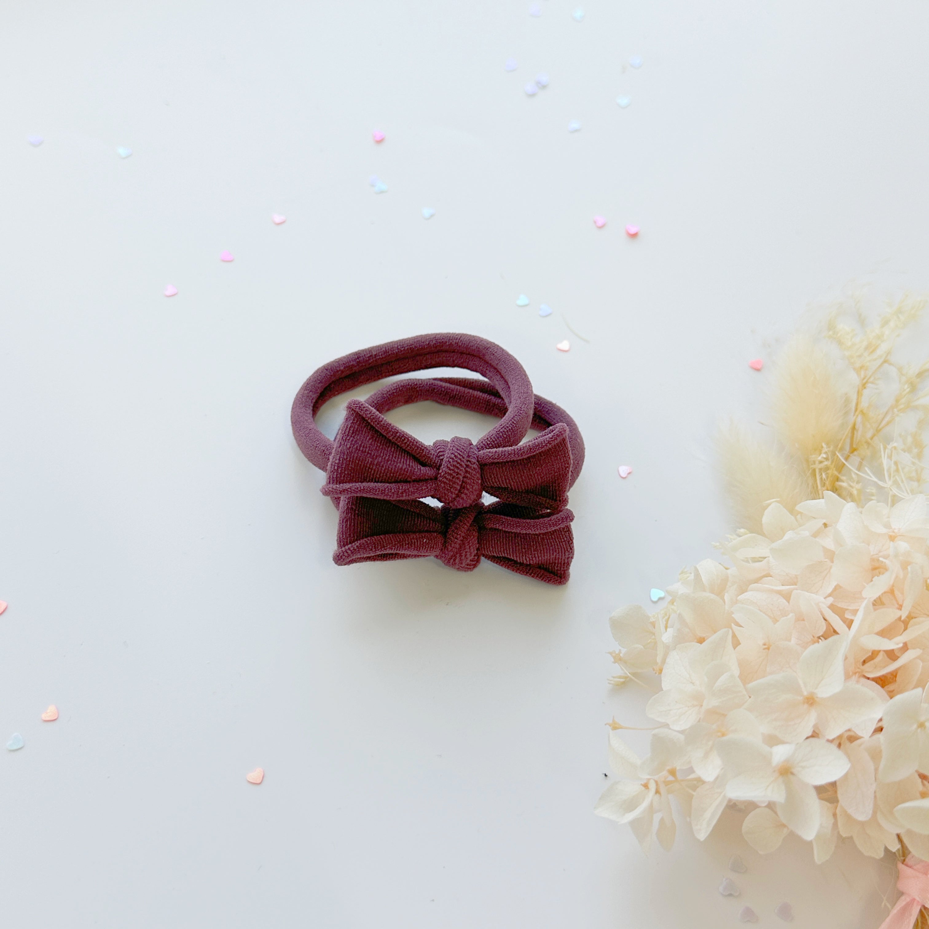 Handmade Simple Bow metal free hair ties - Violet - 1 Pairs - Royal Blue โ image 4